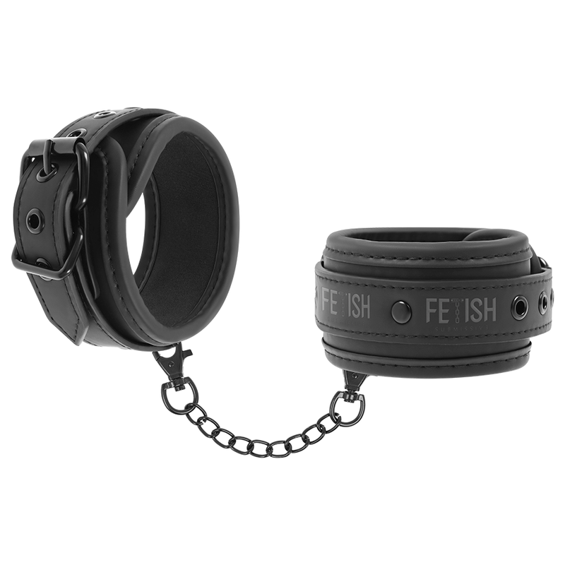 Vegan leather handcuffs with noprene lining