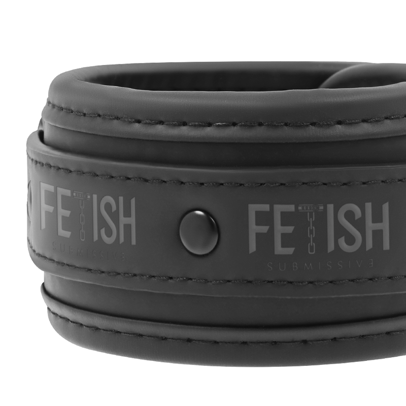 FETISH SUBMISSIVE - VEGAN LEATHER COLLAR AND HANDCUFFS WITH NOPREN LINING