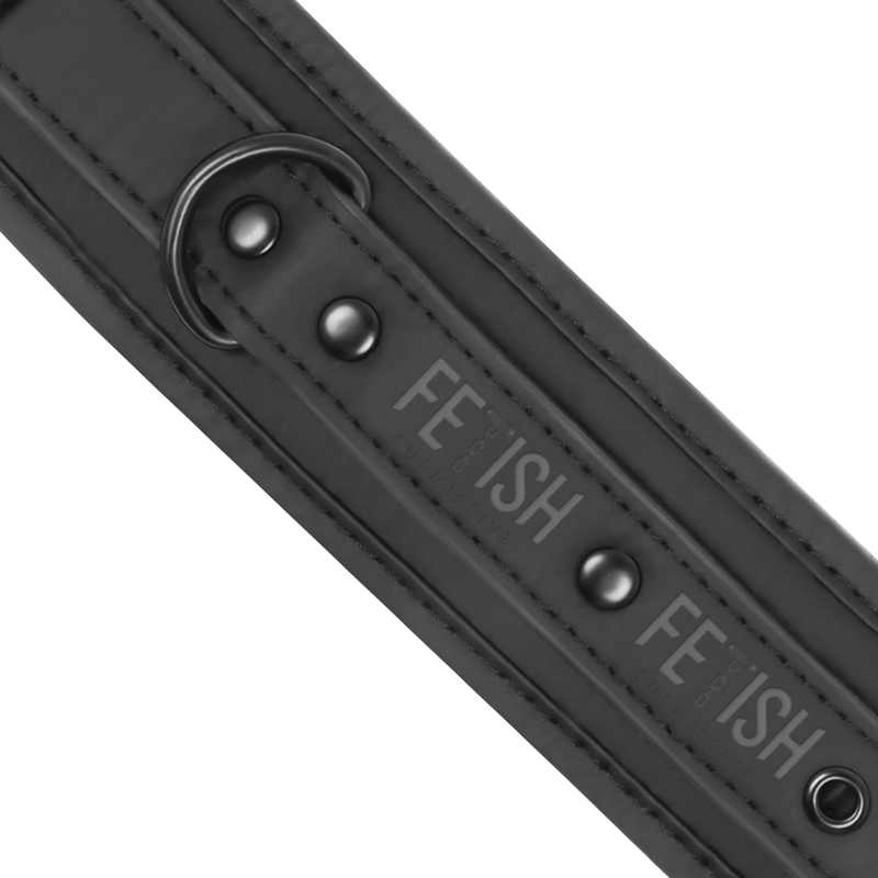 FETISH SUBMISSIVE - VEGAN LEATHER COLLAR AND HANDCUFFS WITH NOPREN LINING