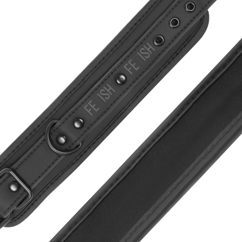FETISH SUBMISSIVE - VEGAN LEATHER COLLAR AND HANDCUFFS WITH NOPREN LINING