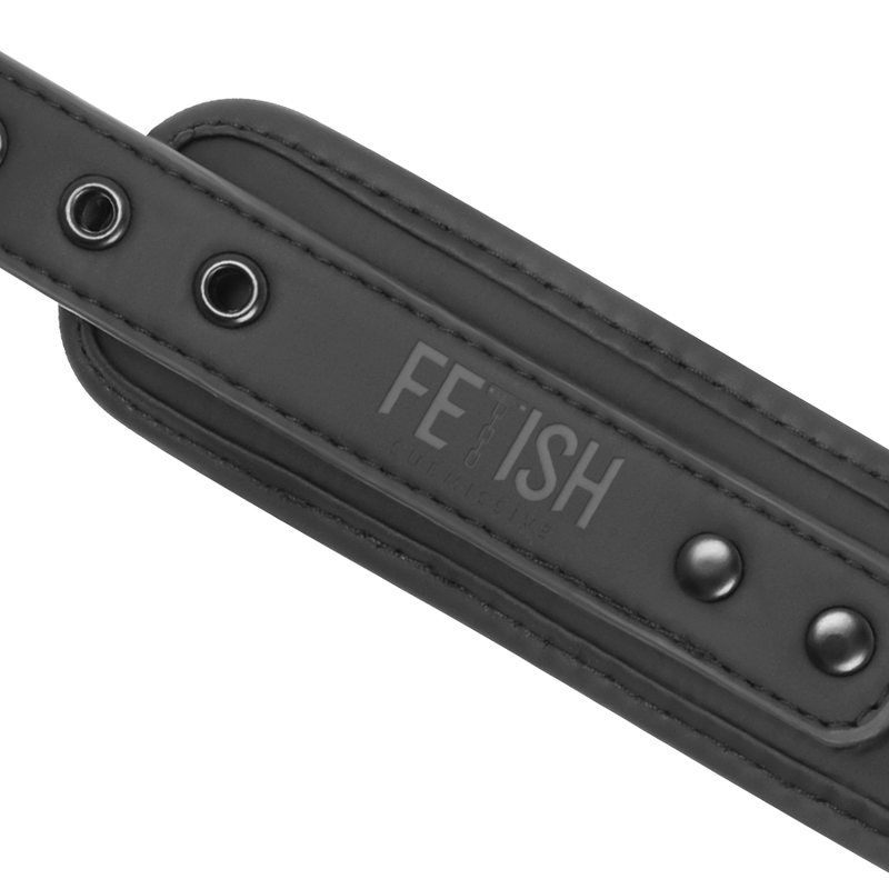 FETISH SUBMISSIVE - VEGAN LEATHER COLLAR AND HANDCUFFS WITH NOPREN LINING