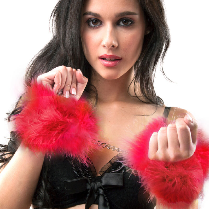 Red marabou handcuffs