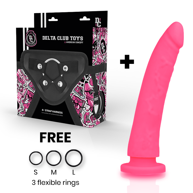 Toys harness + pink silicone dong 20 cm -o- 4 cm