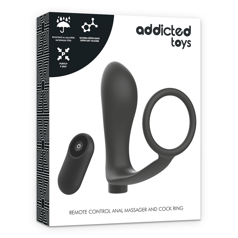 Penis ring with remote control rechargeable black anal plug