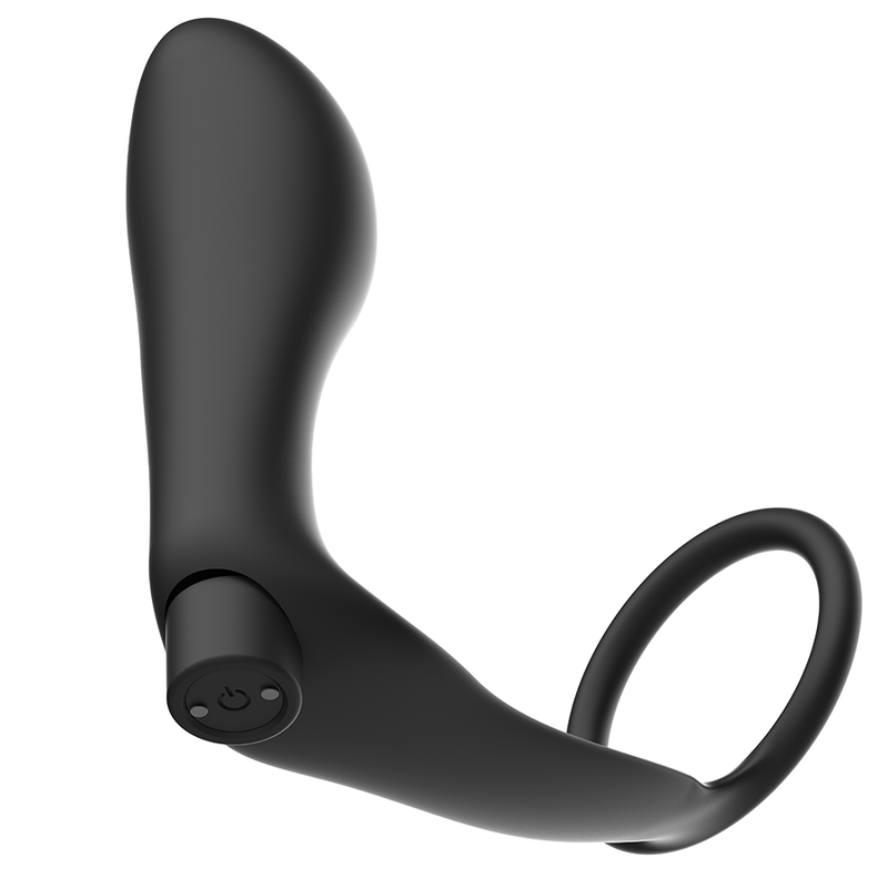ADDICTED TOYS - PENIS RING WITH REMOTE CONTROL, BLACK RECHARGEABLE ANAL PLUG