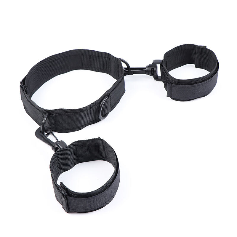 Kit BDSM Menottes et Collier Nylon Réglable Velcro Taille Unique - Ohmama