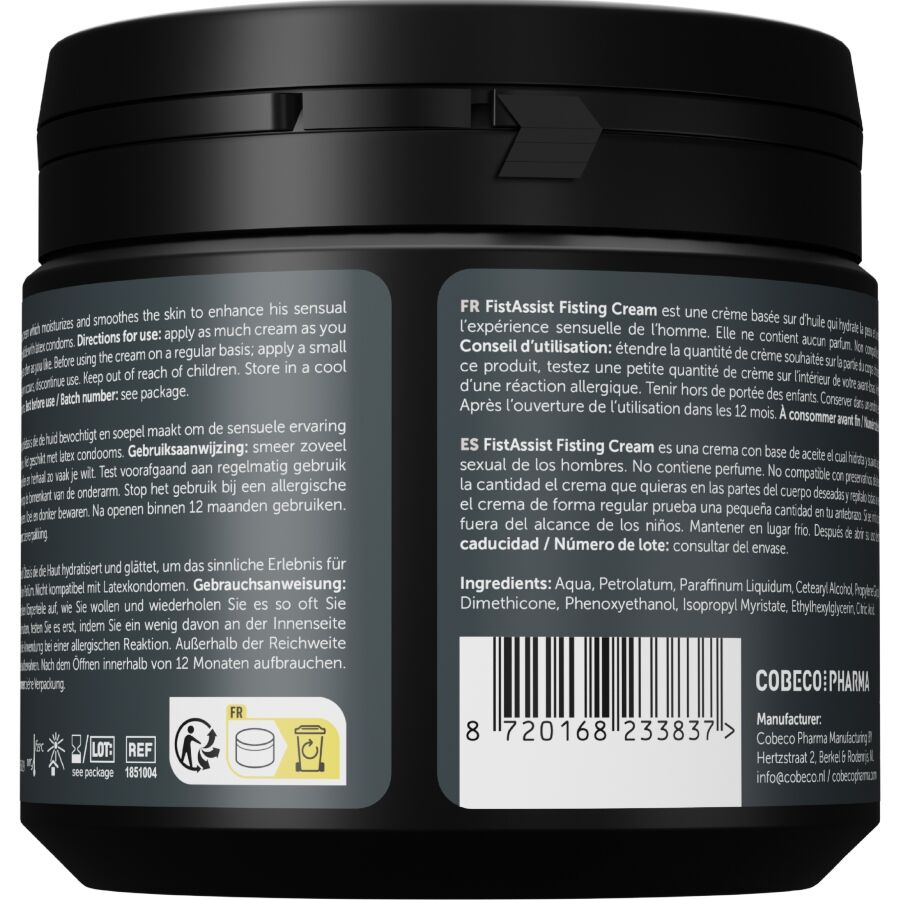 Lubrifiant Crème Fist Assist Glisse Longue Durée Végane 500 ml - Cobeco Pharma