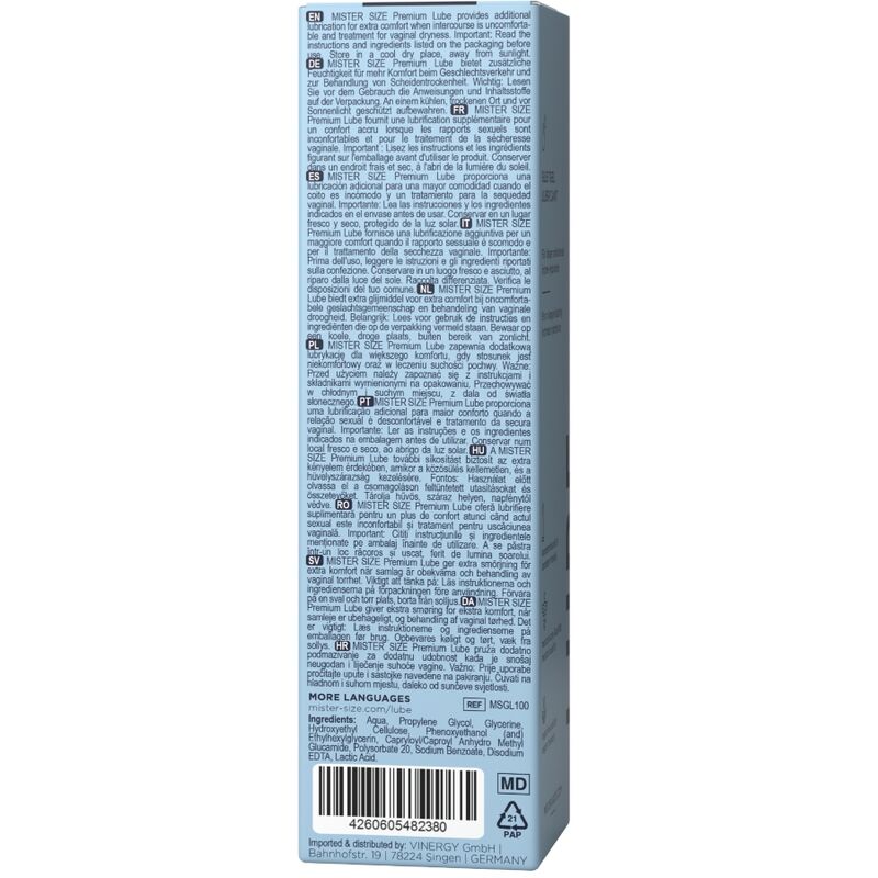 Lubrifiant Intime à Base d'Eau Longue Durée 100 ml - Mister Size