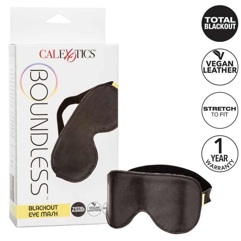 Masque BDSM Occultant Boundless Blackout Cuir Végétalien Extensible - CalExotics