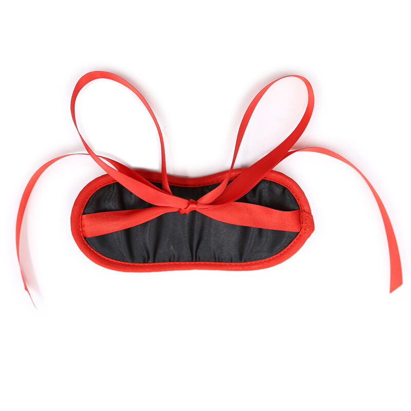 Masque Bords Rouges Noir Polyester Jeux Fétichistes - Ohmama