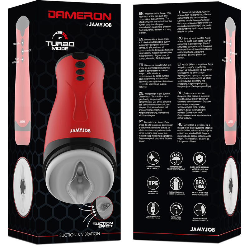 Masturbateur Aspiration et Vibration Dameron 5 Modes Rechargeable - Jamyjob