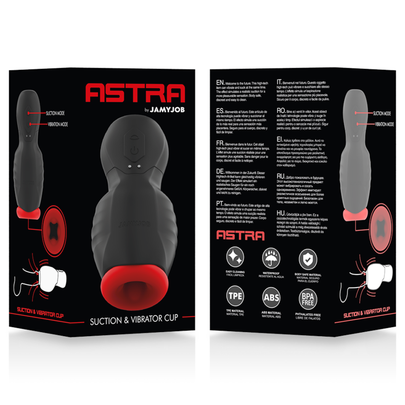 Masturbateur Astra Oral Extrem Vibration et Aspiration Mains Libres - Jamyjob