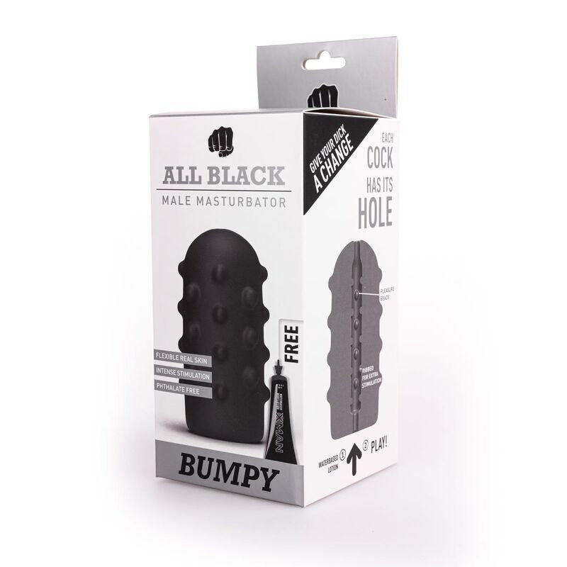 Masturbateur Bumpy Texturé Multi-Cavités 17 cm - All Black