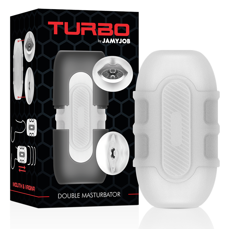 Masturbateur Double Entrée Turbo Vagin et Bouche Texturé - Jamyjob