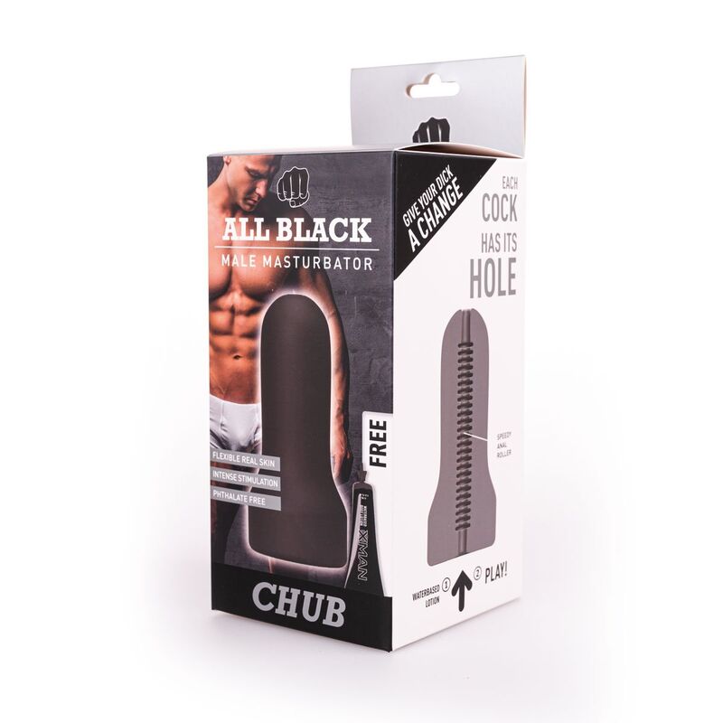 Masturbateur Texturé Boucle Modèle 2 Intérieur Strié 17 cm - All Black