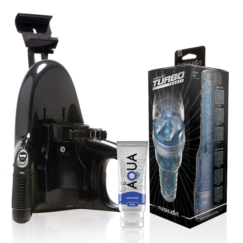 Masturbateur Turbo Thrust Blue Ice + Support Universel + Lubrifiant - Fleshlight