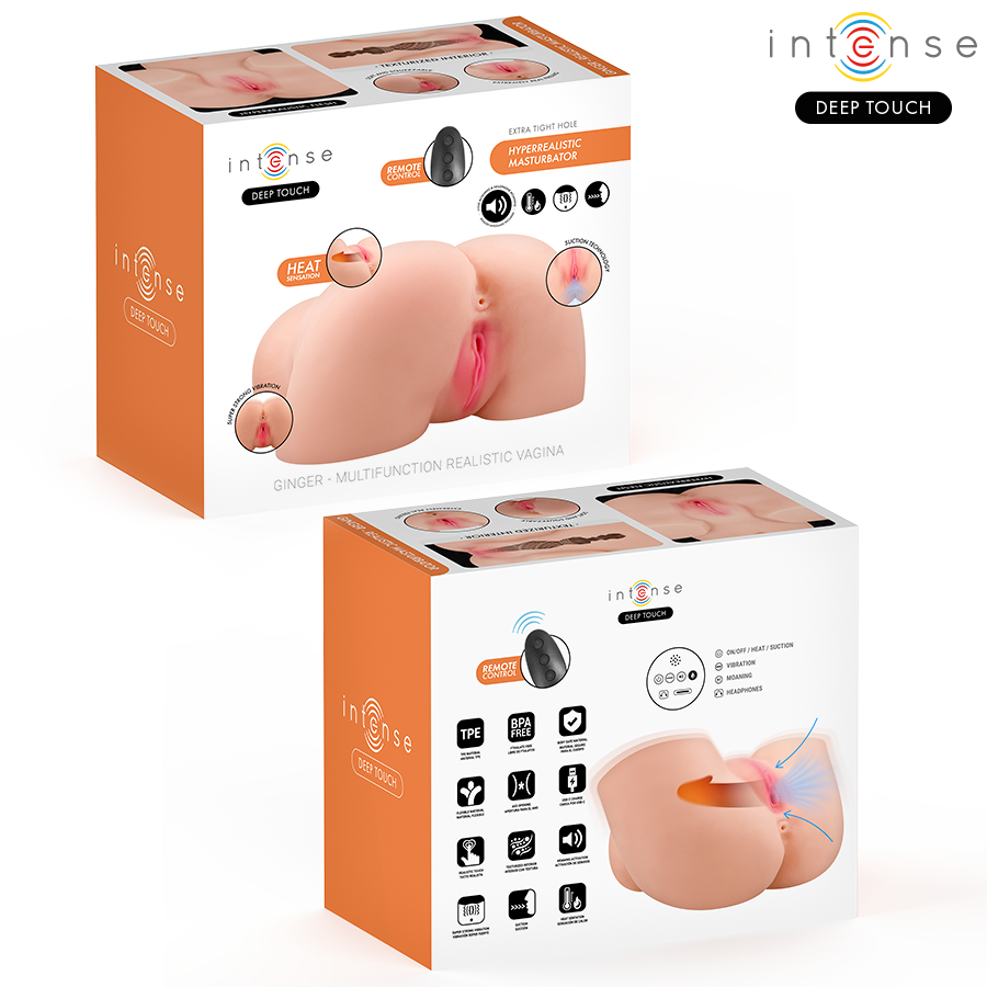 Masturbateur Vaginal Ginger Succion Chaleur Vibration et Effets Vocaux - Intense