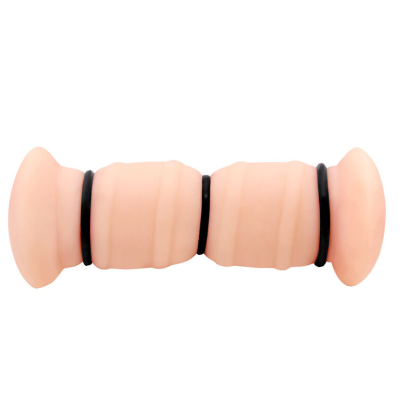 Masturbateur Vibrant Réaliste Emma Double Vagin Tunnel Nervuré - Crazy Bull