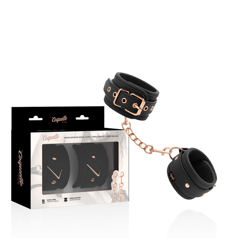 Menottes BDSM Chevilles Cuir Vegan Néoprène Réglables Sans Nickel - Coquette