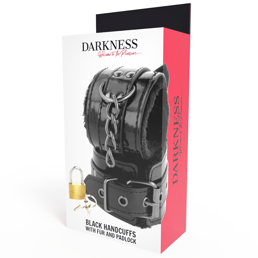 Menottes BDSM Cuir Ajustables avec Cadenas Poignets Chevilles - Darkness