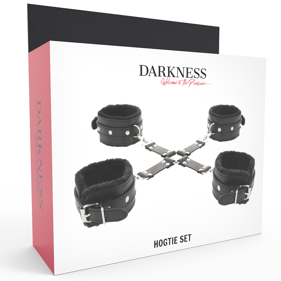 Menottes BDSM Cuir Mains et Pieds Réglables Anneaux en D - Darkness