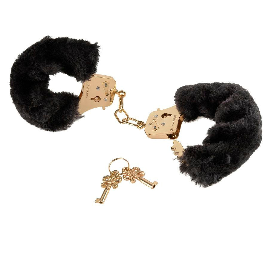 Menottes BDSM Fourrure Deluxe Gold Métal Doré Doublé Velours - Fetish Fantasy