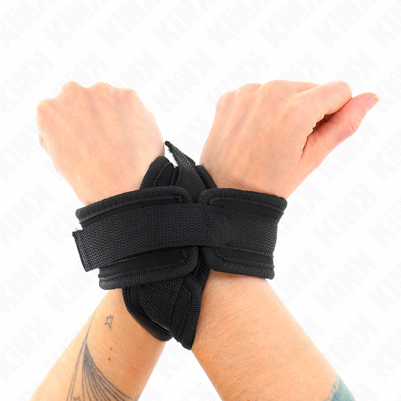 Menottes Poignets Croisés BDSM Noir Réglables 34 x 5,5 cm - Kink