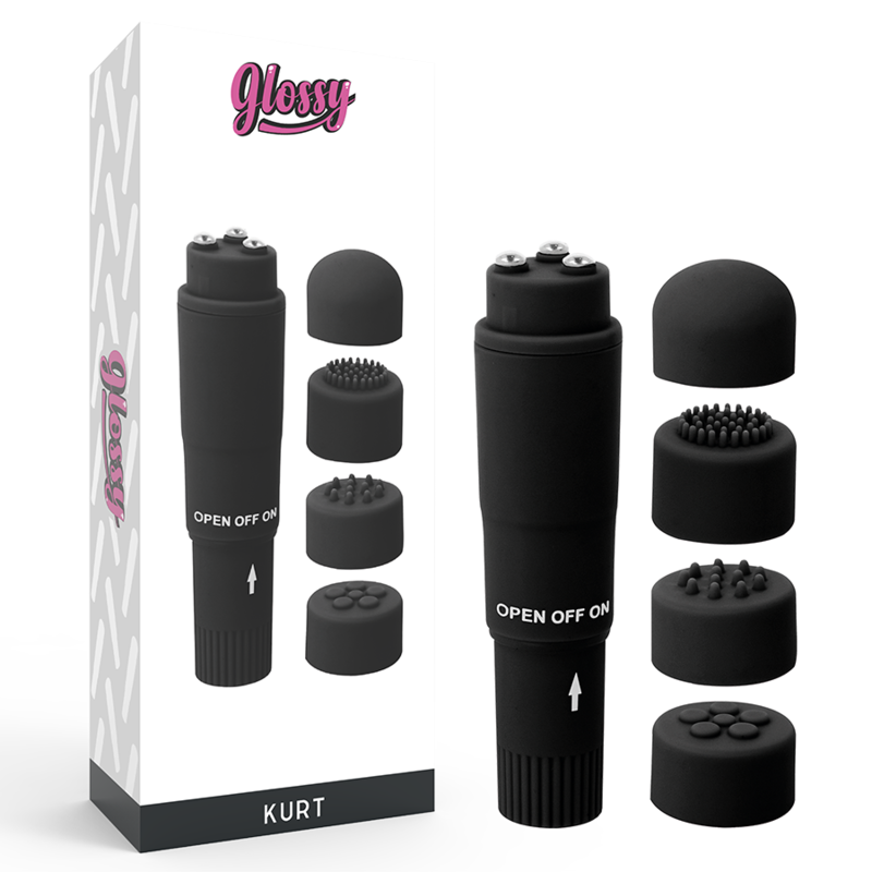 Mini Vibromasseur de Poche Kurt - 4 Têtes Interchangeables - Glossy