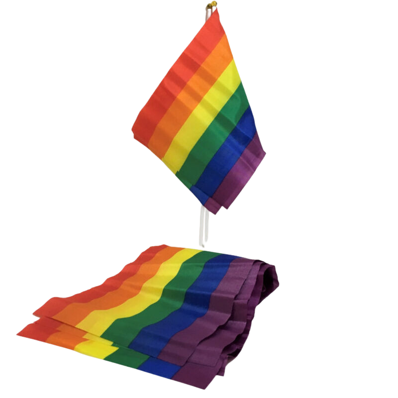 Petit Drapeau LGBT Fanion Rainbow Pride 20 x 15 cm sur Bâton