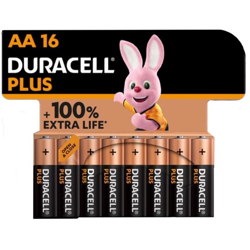 Piles Alcalines AA LR6 Plus Power Pack de 16 Longue Durée - Duracell