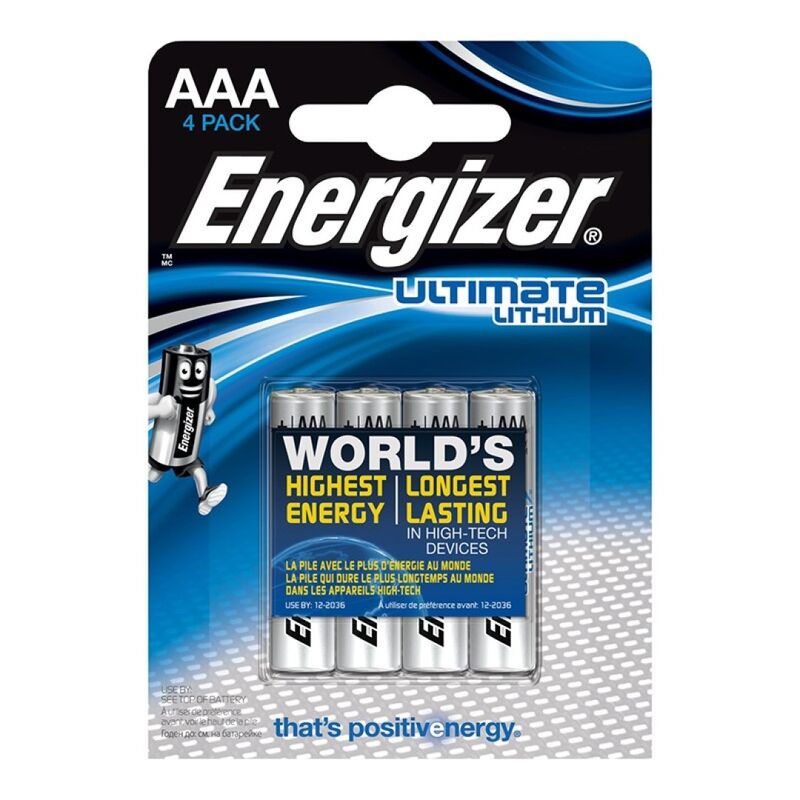 Piles Lithium AAA Ultimate L92 LR03 1,5V Longue Durée Lot de 4 - Energizer