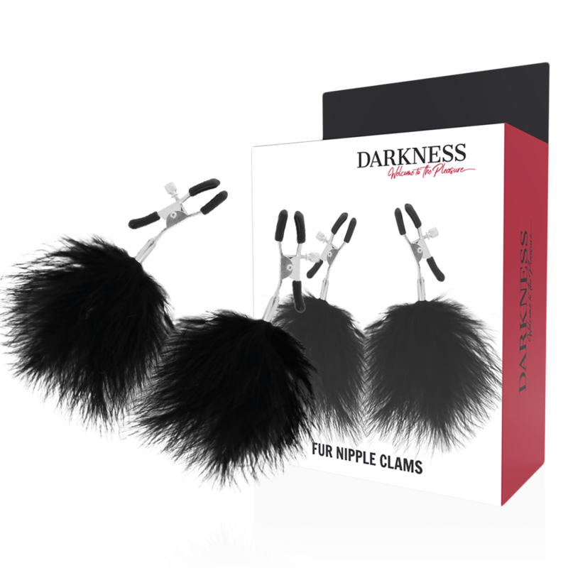 Pinces à Tétons BDSM Réglables Pompons Métal Sans Nickel - Darkness