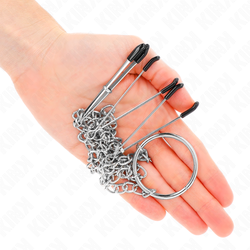 Pinces à Tétons et Clitoris Triple avec Chaîne Modèle 1 - Kink