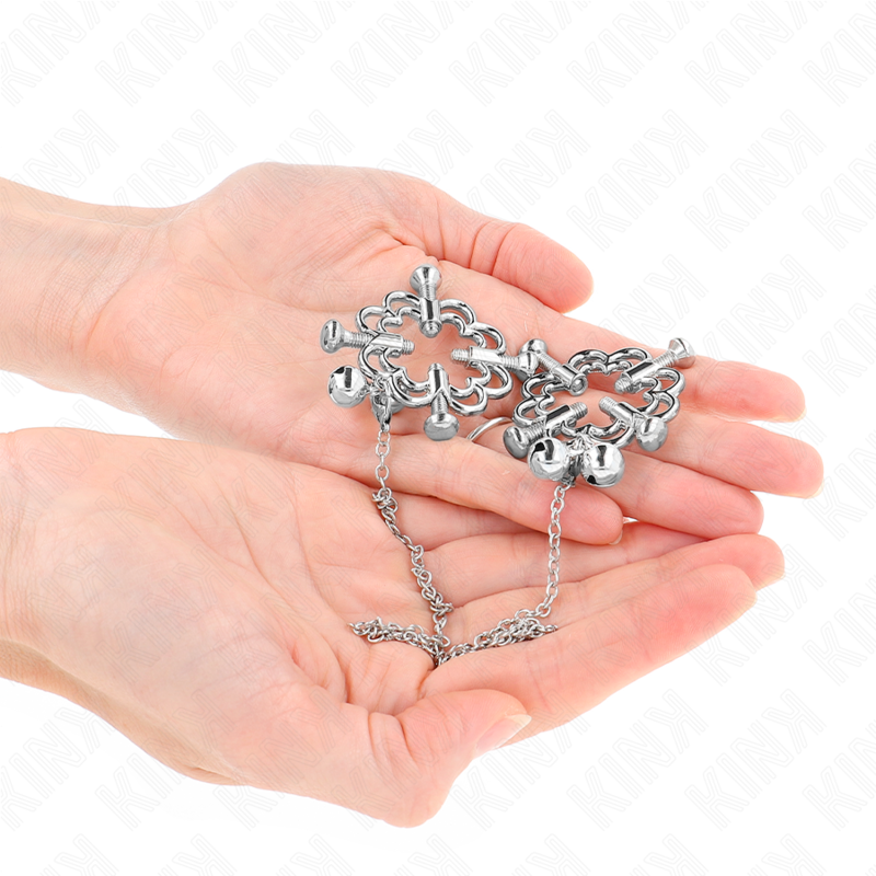 Pinces à Tétons Fleur Métal avec Chaîne Réglables - Kink