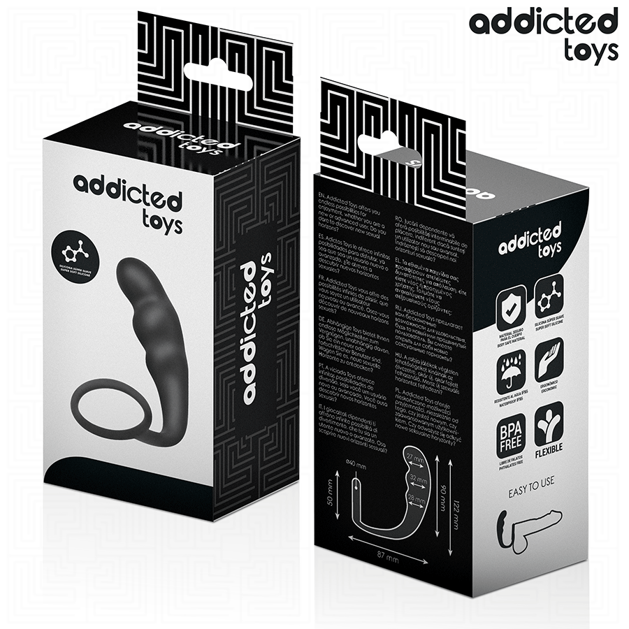 Plug Anal avec Anneau Testiculaire Modèle 4 Silicone Flexible - Addicted Toys