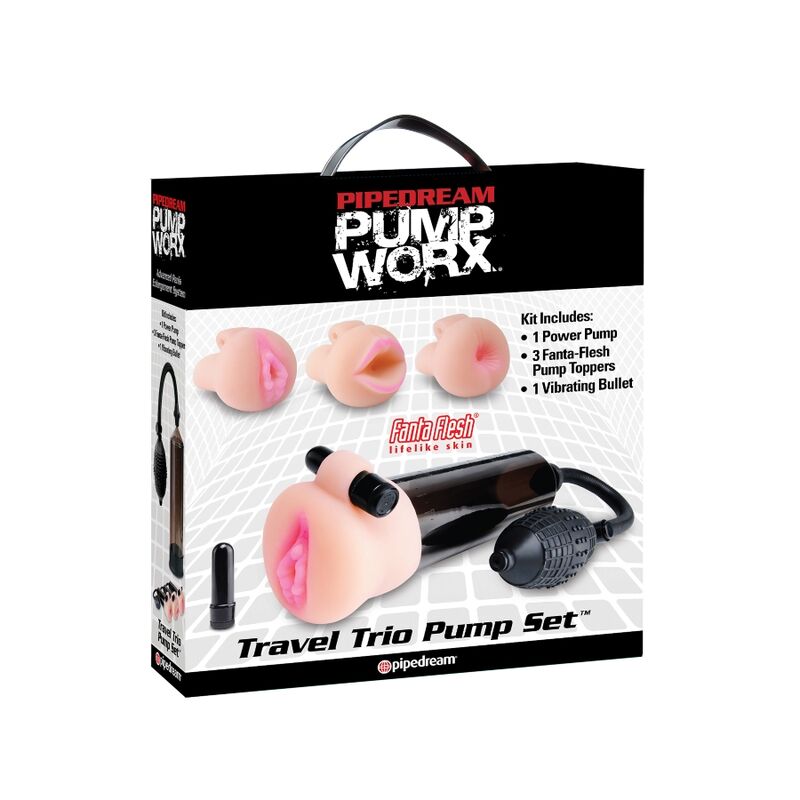 Pompe à Pénis Kit Voyage 9 Pièces Masturbateur Fanta-Flesh Sans Phtalate - Pump Worx