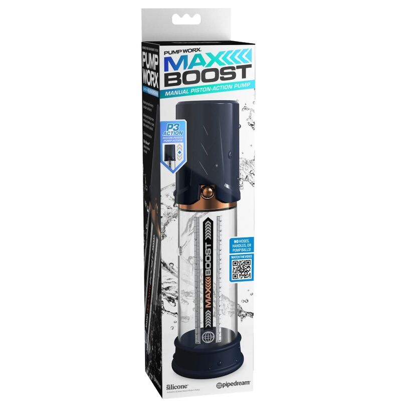 Pompe à Pénis Manuelle Max Boost - Piston Intégré - Pump Worx