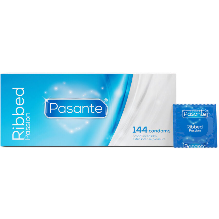 Préservatifs Côtelés Passion Sachet de 144 Latex Lubrifiés - Pasante