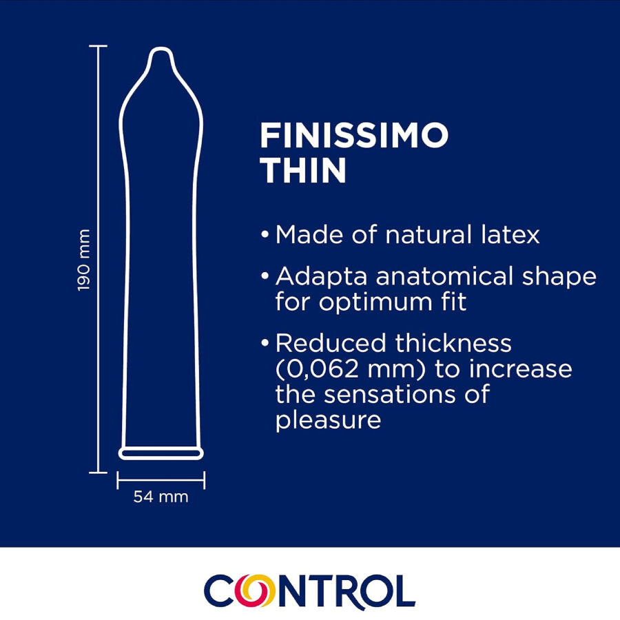 Préservatifs Finissimo Senso Latex Ultra-Fins Anatomiques 144 Unités - Control