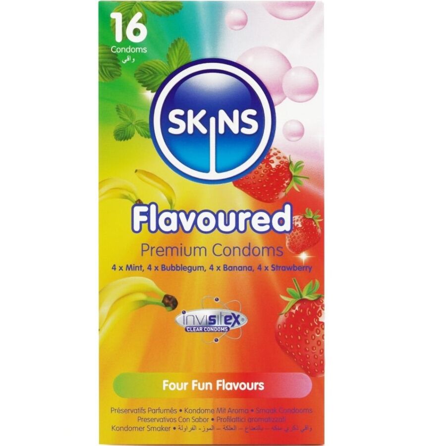 Préservatifs Skins Multi-Saveurs - 4 Parfums Fruités Extra Lubrifiés