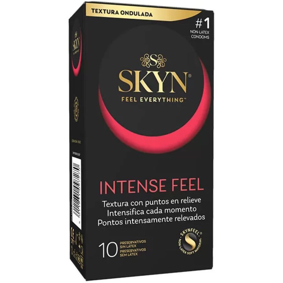 Préservatifs Texturés Intense Feel Sans Latex Design Ondulé 10 Unités - Skyn