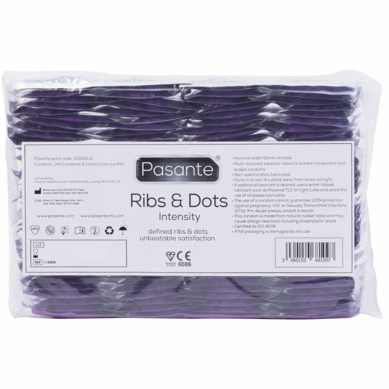 Préservatifs Texturés Ribs & Dots Intensity Boîte de 144 - Pasante