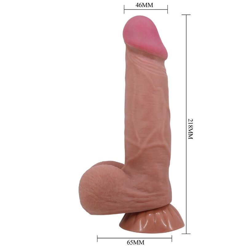 Pretty Love — Série Sliding Skin Gode Réaliste Avec Ventouse Coulissante Peau Brun 21,8 CM
