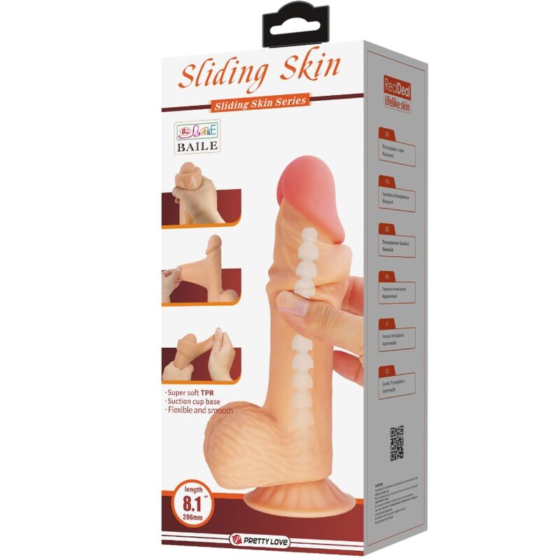 Pretty Love — Série Sliding Skin Gode Réaliste Avec Ventouse Sliding Skin 20,6 CM