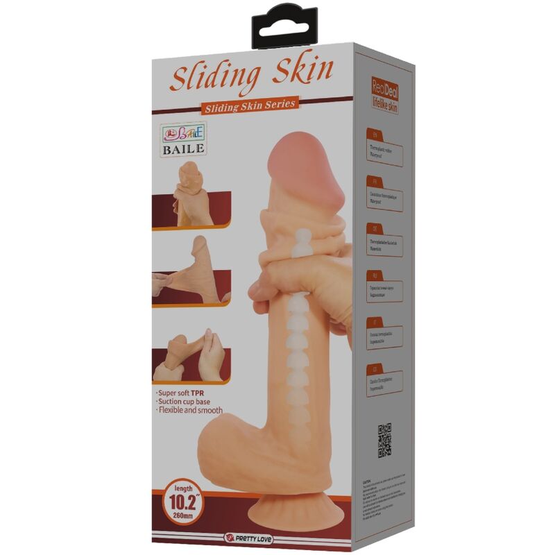 Pretty Love — Série Sliding Skin Gode Réaliste Avec Ventouse Sliding Skin Flesh 26 CM