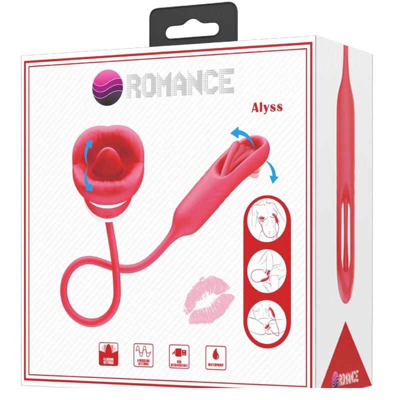 Stimulateur Clitoridien Alyss Bouche et Langue 5 Modes Rechargeable - Romance