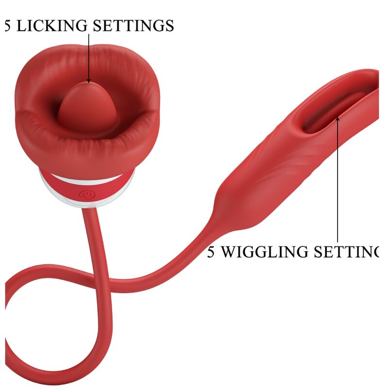 Stimulateur Clitoridien Alyss Bouche et Langue 5 Modes Rechargeable - Romance