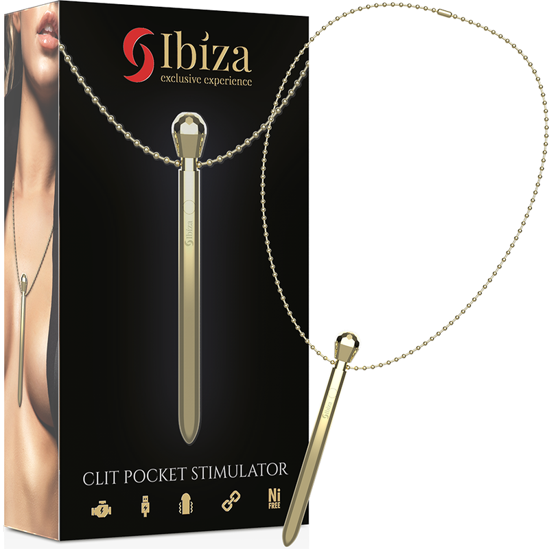 Stimulateur Clitoridien de Poche Doré Collier 12 Modes Rechargeable - Ibiza Technology