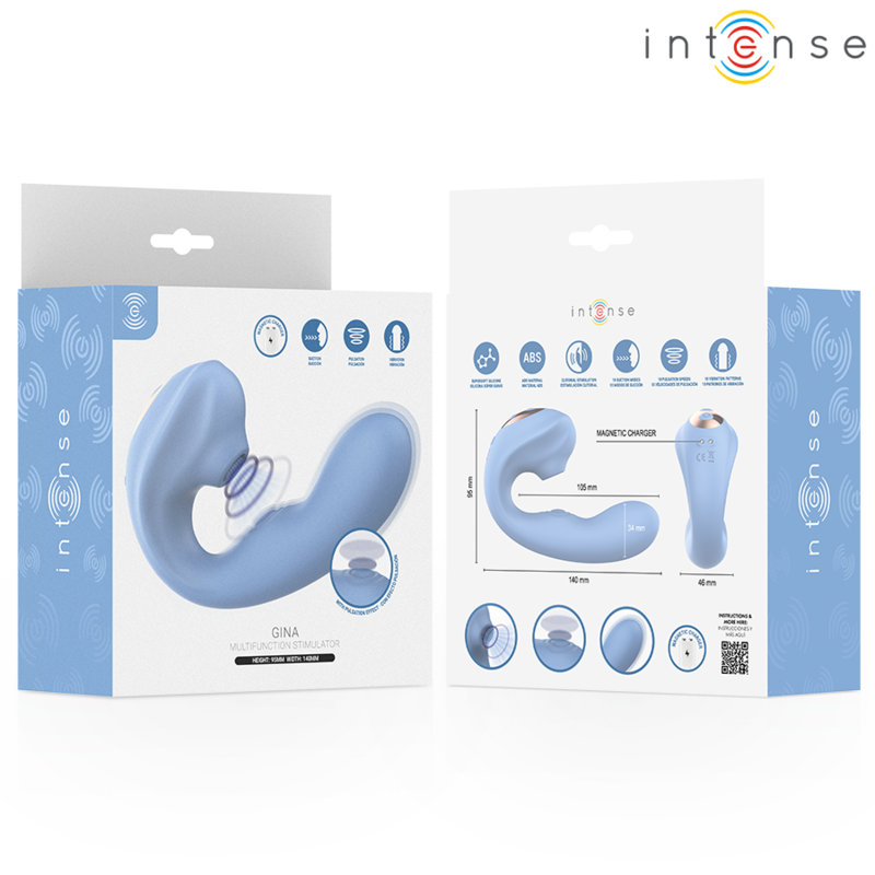 Stimulateur Clitoridien Gina 3-en-1 Succion Pulsation Vibration Rechargeable - Intense