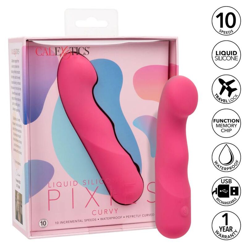 Stimulateur Clitoridien Pixies Curvy Pointe Flexible 10 Vitesses USB - CalExotics